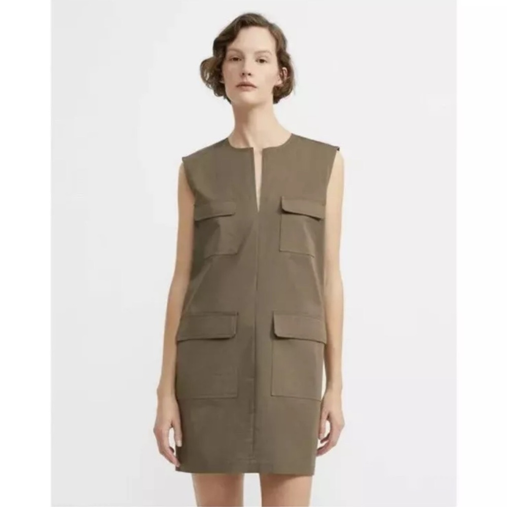 Theory Utilitarian Cargo Dress In Stretch Chino Size 0 XXS XS